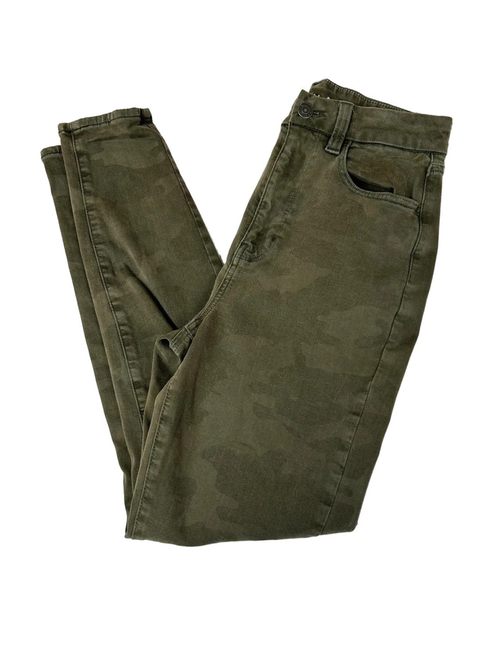 American Eagle Women’s Jeans 6 Curvy Super Hi Rise Jegging Camo Green #1686